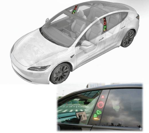 BピラーとCピラーのQLEDディスプレイ